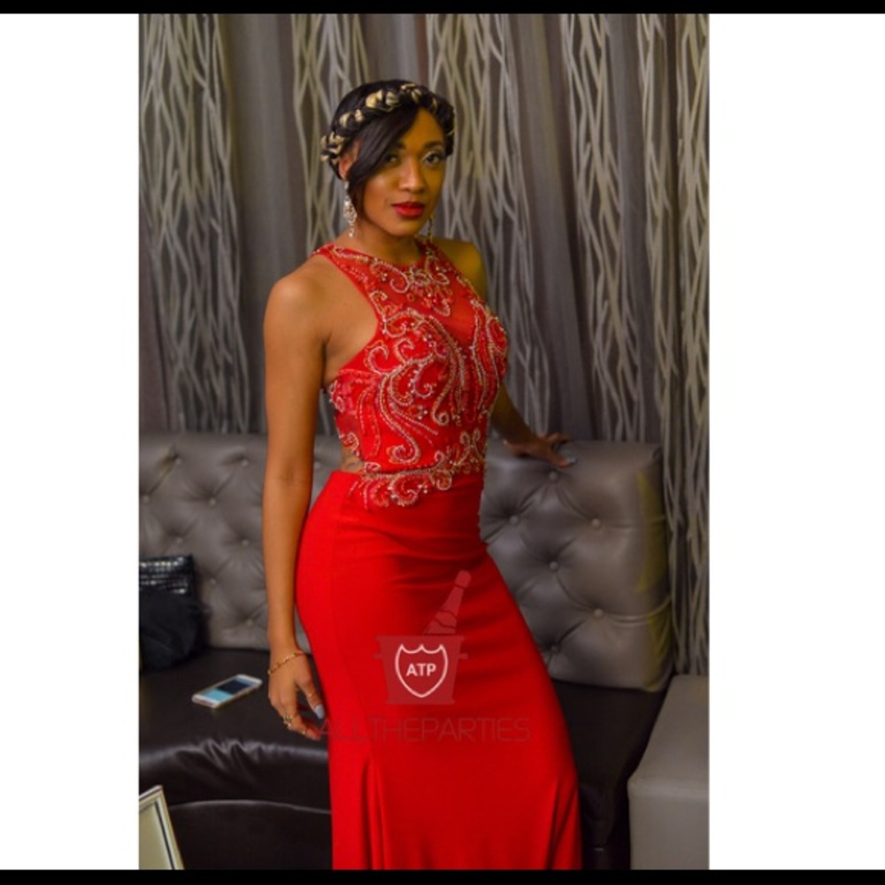 Red jeweled dress